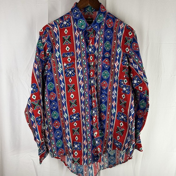 Frontier Series Other - Frontier Series Southwestern Shirt Mens Medium Aztec Print‎ Western Colorful
